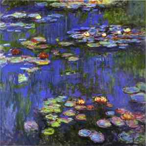 Monet's "Waterlilies 1914," the piece that inspired the necklace above
